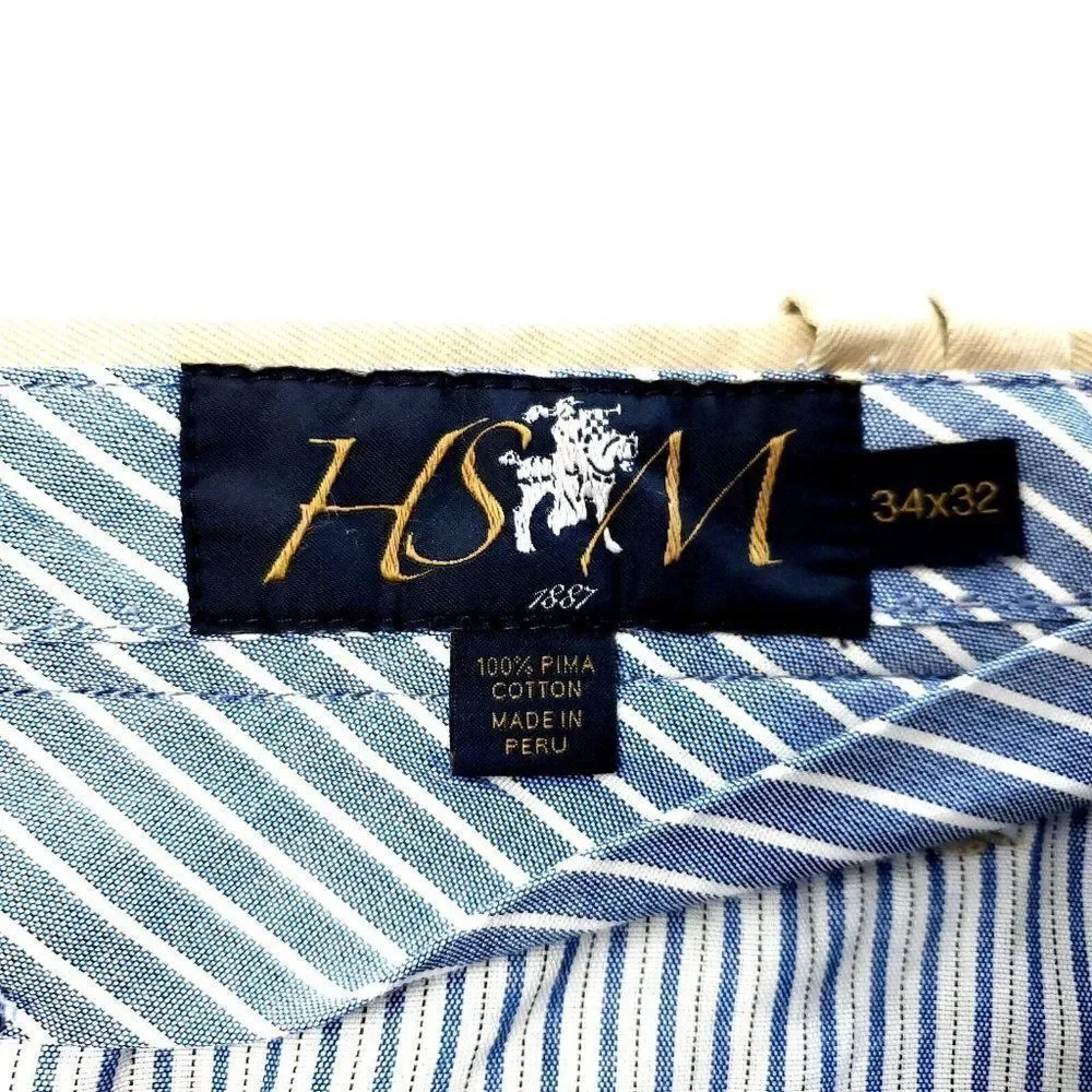 Hart Schaffner Marx Cotton Chino Pants 36/30‎ Tan Flat Front Mid Rise